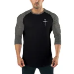 Personalized-Cross-Print-Gym-Bodybuilding-Clothing-Sport-Three-Quarter-Sleeves-Cotton-Shirt-Mens-Fitness-Running-Workout