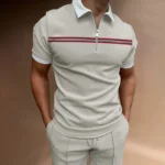 Polo-Shirts-Men-Summer-Short-Sleeve-Tops-Solid-Color-Striped-Lapel-Zipper-Business-Casual-Button-T