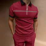 Polo-Shirts-Men-Summer-Short-Sleeve-Tops-Solid-Color-Striped-Lapel-Zipper-Business-Casual-Button-T