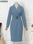 kf-S9b6e5bfe72dd484b9db2e95454846b78Y-VONDA-Elegant-Women-Shirt-Dress-2024-Long-Sleeve-Solid-Color-Midi-Sundress-Fashion-Casual-Belted-Office